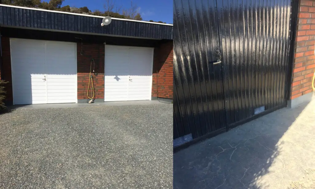 Garageport före och efter OnceWall liggande montage