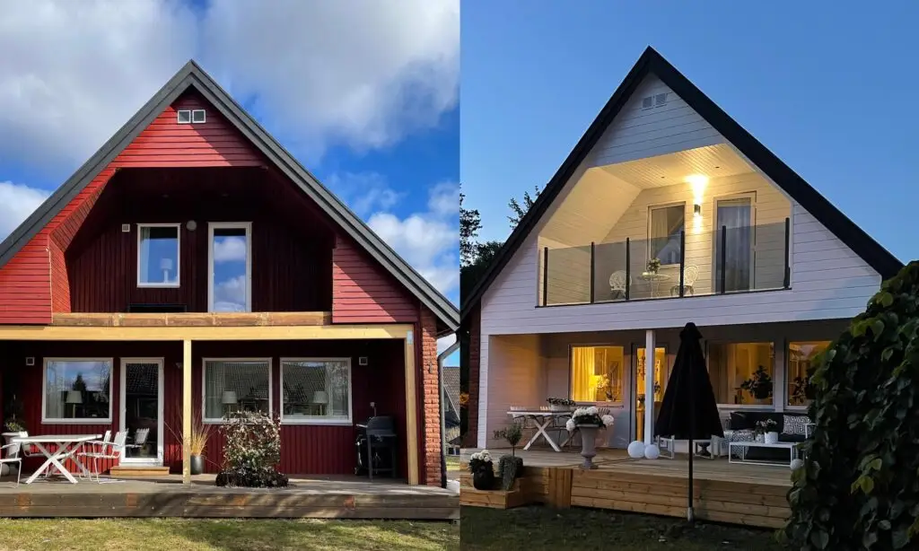 Fasad med trästruktur